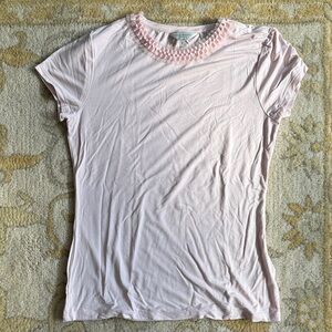 NWOT Ted Baker Light Pink Babydoll Tee with Beaded Collar